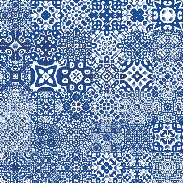 Portugaise Ornementale Azulejo Céramique Conception Universelle Collection Motifs Vectoriels Sans — Image vectorielle