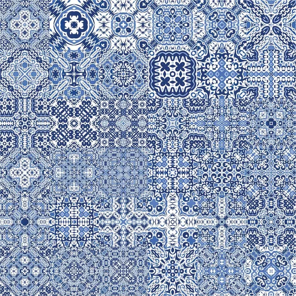 Azulejo Portugués Ornamental Cerámica Diseño Gráfico Colección Patrones Sin Costura — Archivo Imágenes Vectoriales