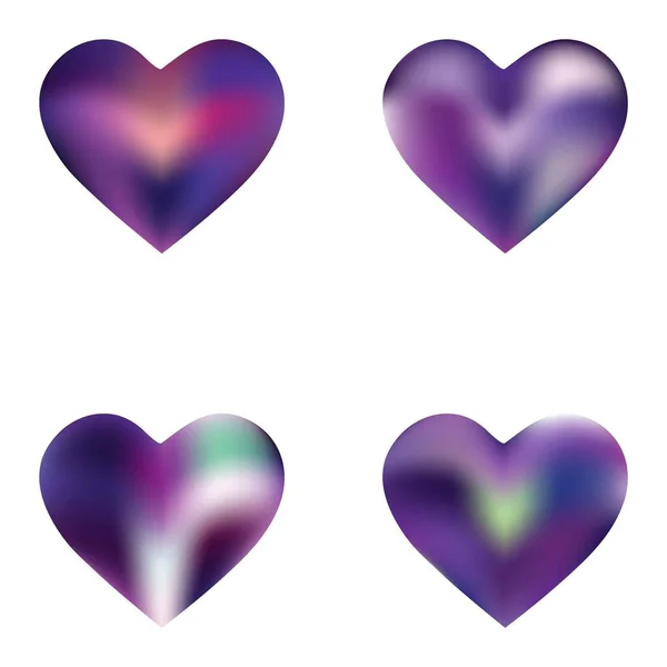 收集抽象背景的心脏 80年代的浪漫时尚风格 柔和的色彩情人节卡片 紫罗兰平滑典雅的色彩 易于编辑的现代梯度模板 — 图库矢量图片