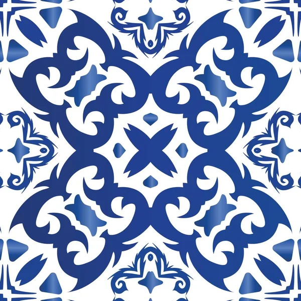 Azulejos Portugueses Vintage Azulejo Collage Patrón Sin Costura Vectorial Diseño — Vector de stock