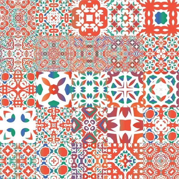 Mexikanische Ziertalavera Keramik Badezimmerdesign Eine Reihe Von Vektor Mustern Rote — Stockvektor