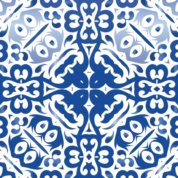 Португальська Декоративна Кераміка Азулежу Векторна Текстура Шолома Універсальний Дизайн Блакитний — стоковий вектор
