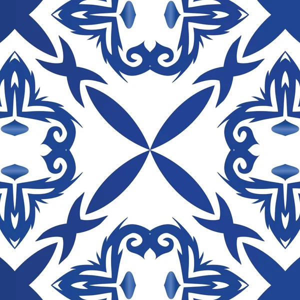 Decoración Azulejo Portugal Azulejos Ornamentales Elementos Patrón Sin Costura Vectorial — Vector de stock