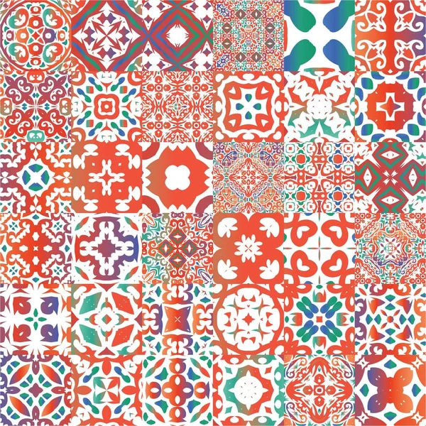 Traditionelle Mexikanische Talavera Eine Reihe Von Vektor Mustern Grafikdesign Rote — Stockvektor