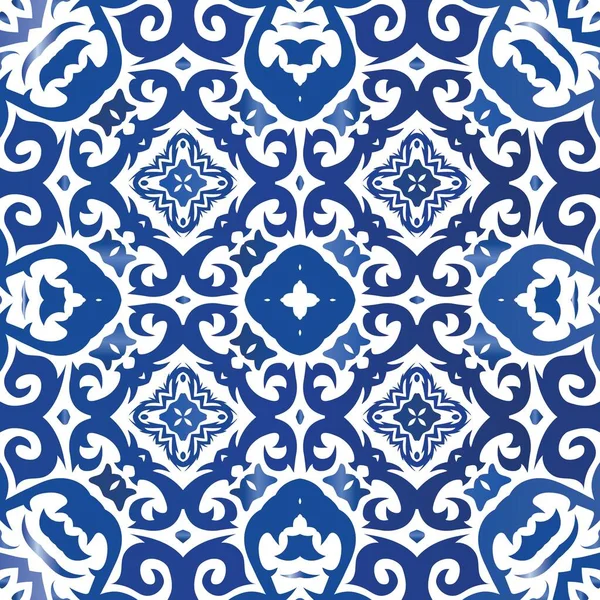 Dekorative Farbe Keramik Azulejo Fliesen Originelles Design Vektor Nahtlose Muster — Stockvektor