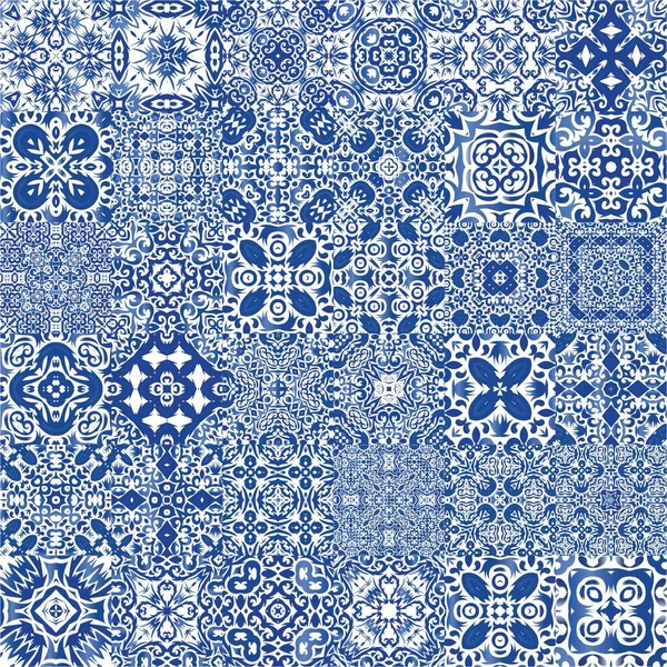 Carrelage Azulejo Antique Patchworks Kit Motifs Vectoriels Sans Couture Conception Illustration De Stock