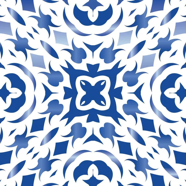 Antiek Portugees Azulejo Keramiek Vector Naadloze Patroon Illustratie Creatief Ontwerp — Stockvector