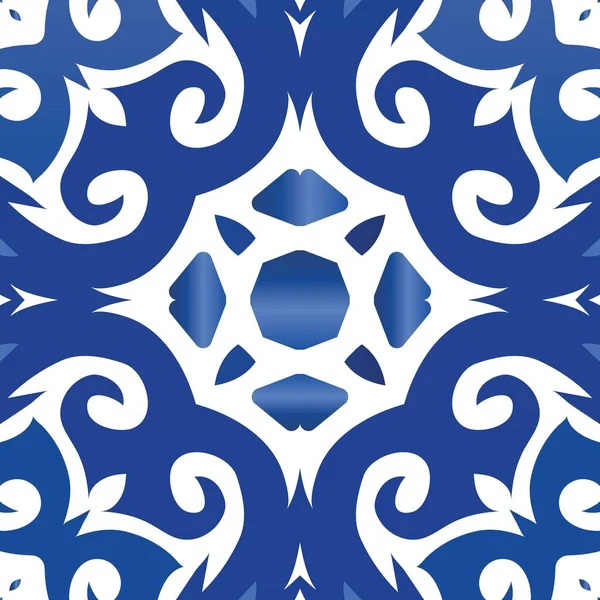 Keramische Tegels Azulejo Portugal Vector Naadloze Patroon Illustratie Stijlvol Ontwerp — Stockvector