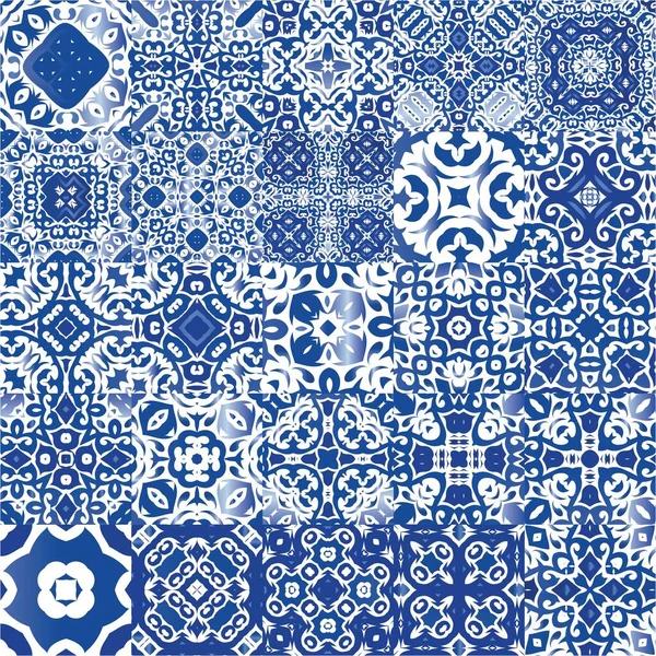 Couleur Décorative Carreaux Céramique Azulejo Collection Motifs Vectoriels Sans Couture — Image vectorielle