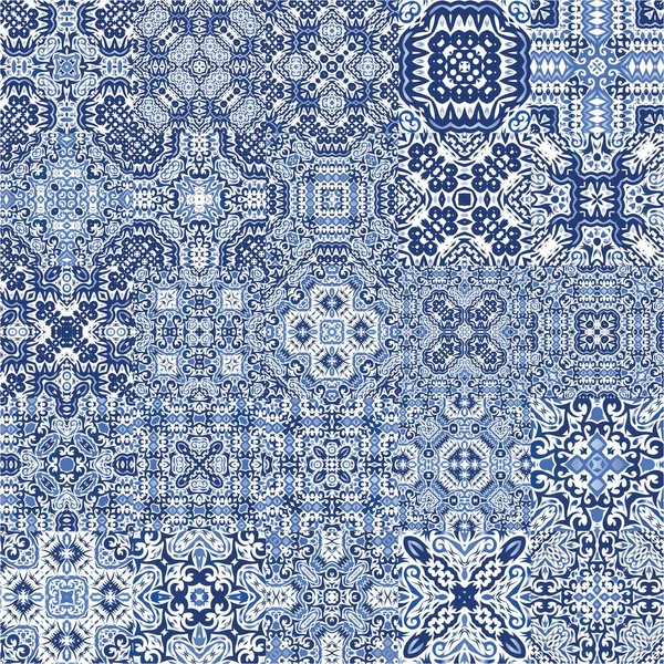 Antique Azulejo Πλακάκια Patchworks Σετ Διανυσματικών Μοτίβων Χωρίς Ραφή Αρχικό Royalty Free Διανύσματα Αρχείου