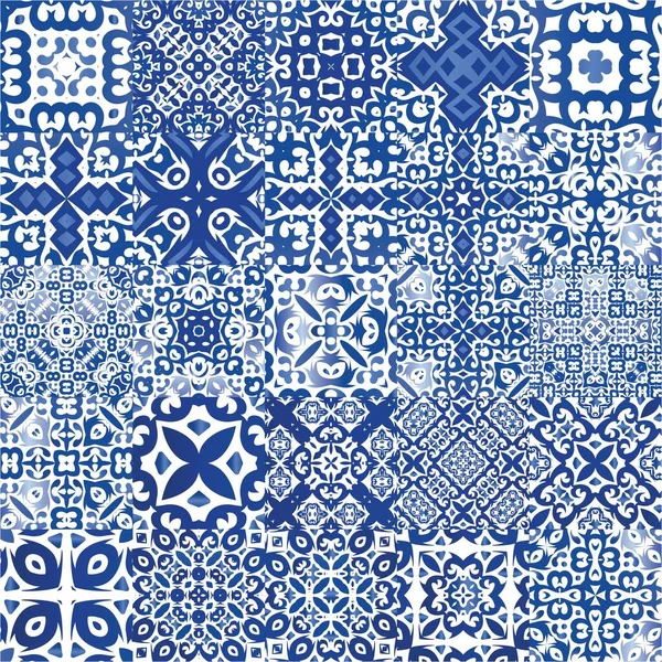 Azulejos Azulejo Cerámica Color Decorativo Colección Patrones Sin Costura Vectores — Vector de stock