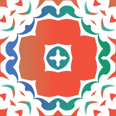 Antik Meksika Talavera seramiği. Vektör kusursuz desen çizimi. Orijinal tasarım Albüm defteri, akıllı telefon kılıfları, tişörtler, çantalar ve çarşaflar için kırmızı ve soyut dekoru.