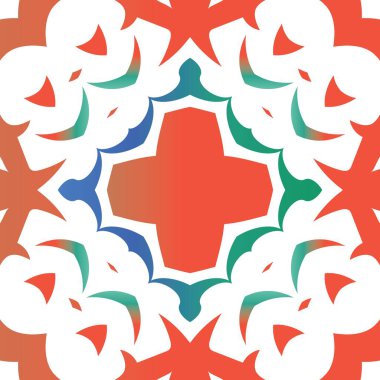 Antik süslü fayanslar Talavera Mexico. Evrensel tasarım. Vektör pürüzsüz desen teması. Tişört, hatıra defteri, çarşaf, akıllı telefon çantaları veya çantalar için kırmızı etnik geçmiş.