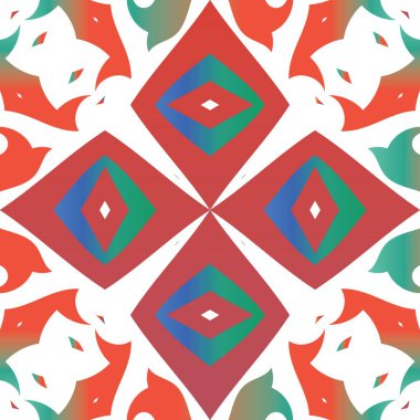 Meksika yapımı talavera fayansları. Grafik tasarımı. Vektörsüz desenli poster. Yastıklar, baskılar, duvar kağıtları, ağ arkaplanı, havlular, yüzey dokusu için kırmızı antika arkaplan.