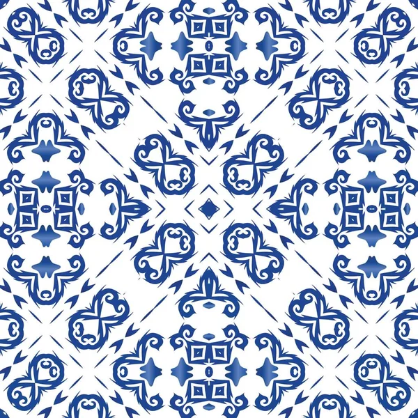Seramik fayanslar azulejo portugal. Minimum tasarım. Vektörsüz desenli çardak. Tişört, hatıra defteri, çarşaf, akıllı telefon çantası veya çantalar için mavi etnik geçmiş.