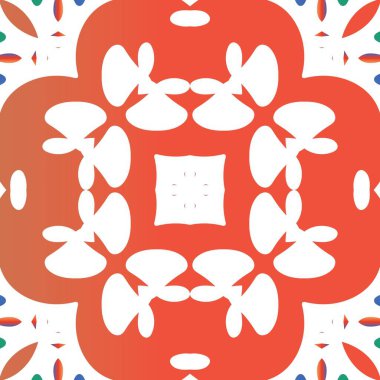 Antika talavera kiremit yama işi. Vektör desensiz kolaj. Orijinal tasarım Çantalar, akıllı telefon kılıfları, tişörtler, çarşaflar ve koleksiyon defterleri için kırmızı Meksika süslemeleri..