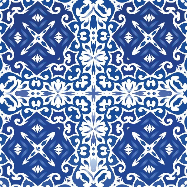 Azulejo Antigo Retalhos Azulejo Folheto Padrão Sem Costura Vetorial Design — Vetor de Stock