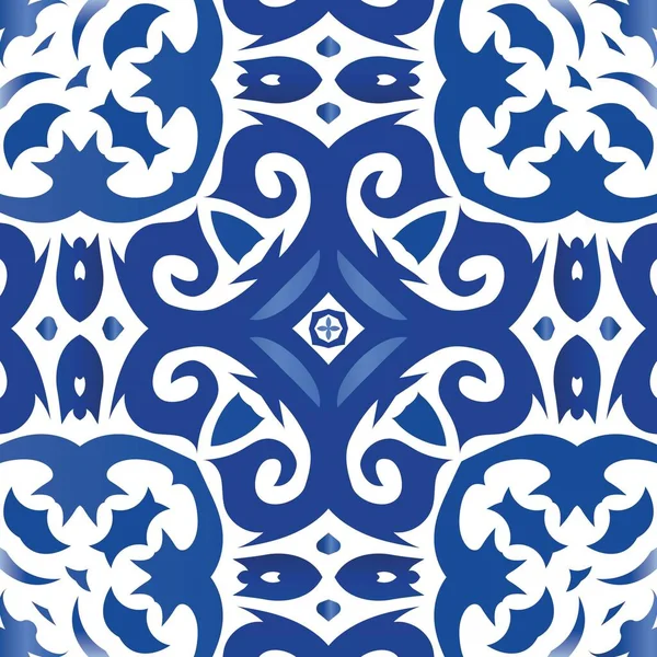 Декоративний Азулєжу Портретна Плитка Універсальний Дизайн Векторні Безшовні Елементи Візерунка — стоковий вектор