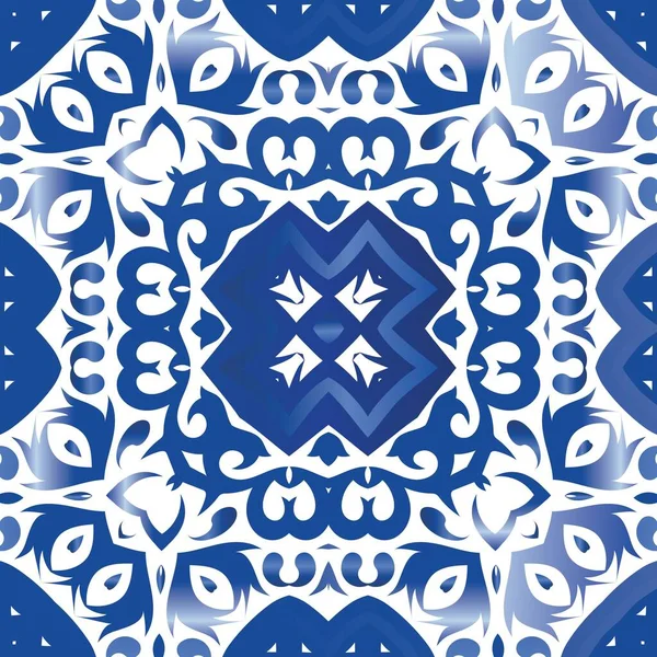 Ceramica Ornamentale Azulejo Portoghese Design Elegante Concetto Modello Senza Soluzione Illustrazioni Stock Royalty Free