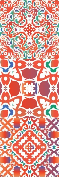 Antika talavera döşeme yama fabrikası. Geometrik tasarım. Vektörsüz desenlerin toplanması. Çantalar, akıllı telefon kılıfları, tişörtler, çarşaflar ve koleksiyon defterleri için kırmızı Meksika süslemeleri..