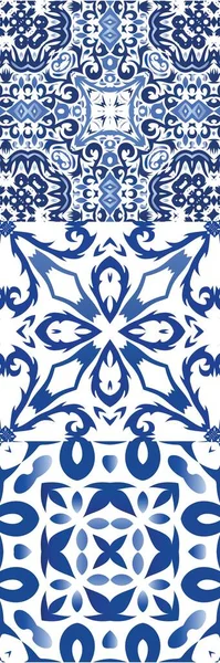 Carreaux Azulejo Vintage Portugais Kit Motifs Vectoriels Sans Couture Design — Image vectorielle