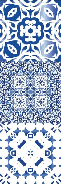 Dekoracyjny Kolor Ceramicznych Płytek Azulejo Projektowanie Kuchni Zbiór Bezszwowych Wzorów — Wektor stockowy