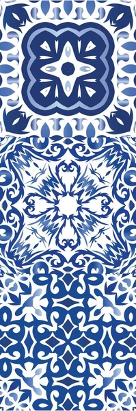 Antique Azulejo Tiles Patchworks Collection Vector Seamless Patterns Bathroom Design — Stock Vector