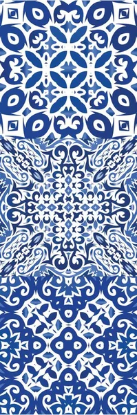 Portugaise Ornementale Azulejo Céramique Collection Motifs Vectoriels Sans Couture Design — Image vectorielle