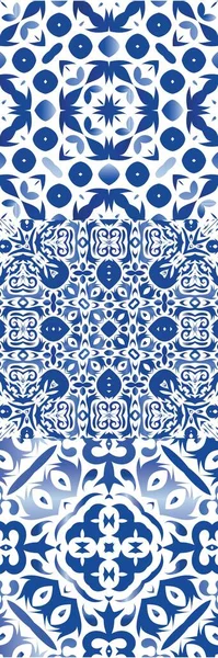 Azulejos Portugais Décorés Traditionnels Conception Géométrique Ensemble Motifs Vectoriels Sans — Image vectorielle