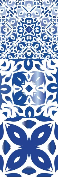 Portugiesische Dekorative Azulejo Keramik Kit Von Vektor Nahtlose Muster Stilvolles — Stockvektor