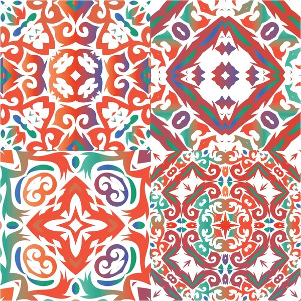 Mexikanische Vintage Talavera Fliesen Universelles Design Sammlung Vektornahtloser Muster Rote — Stockvektor