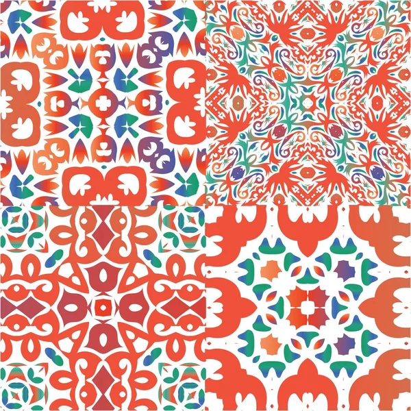 Mexikanische Ziertalavera Keramik Originelles Design Sammlung Vektornahtloser Muster Rote Vintage — Stockvektor