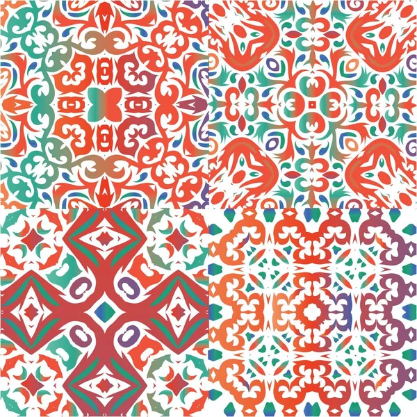 メキシコの装飾Talaveraセラミック ベクトルシームレスパターンのコレクション ファッショナブルなデザイン ウェブ背景 タオル 表面のテクスチャ 枕のための赤いヴィンテージの背景 ロイヤリティフリーストックベクター