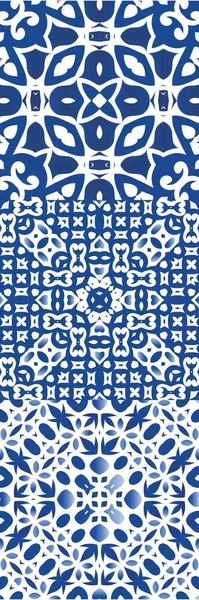 Portugál Díszítő Azulejo Kerámia Vektormentes Minták Gyűjteménye Univerzális Tervezés Kék — Stock Vector