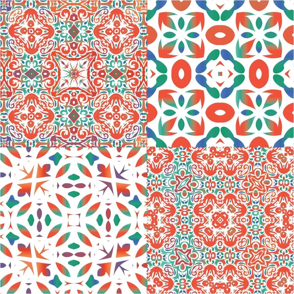 Azulejos Decorativos Cerámica Color Talavera Kit Patrones Sin Costura Vectorial — Vector de stock