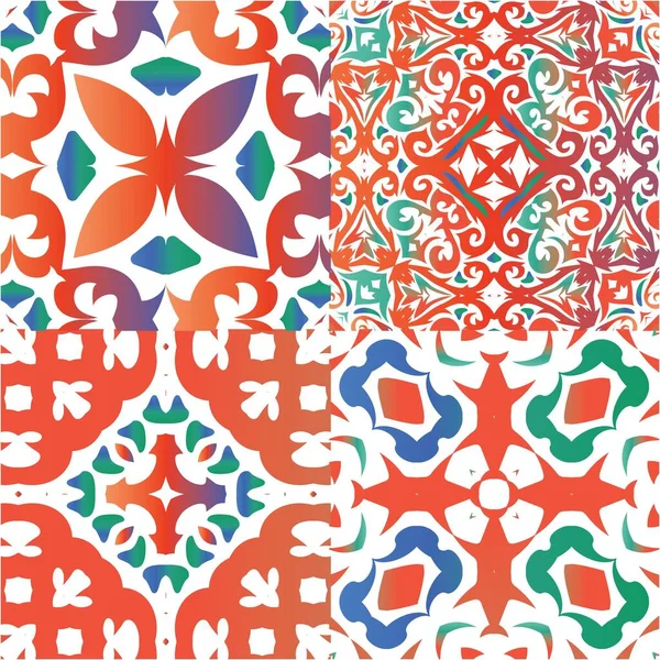 Colore Decorativo Piastrelle Talavera Ceramica Design Geometrico Kit Modelli Vettoriali — Vettoriale Stock