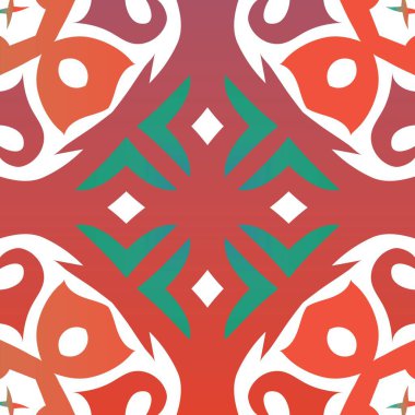 Meksika yapımı talavera fayansları. Vektörsüz şablon. Moda tasarımı. Yastıklar, baskılar, duvar kağıtları, ağ arkaplanı, havlular, yüzey dokusu için kırmızı antika arkaplan.