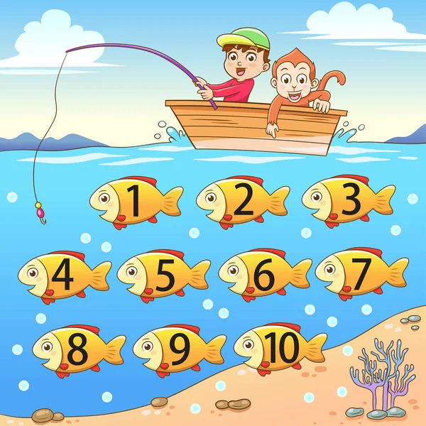 Learn Counting Number Fishing Simple Gradients Effects Mesh Transparencies All — Stock Vector