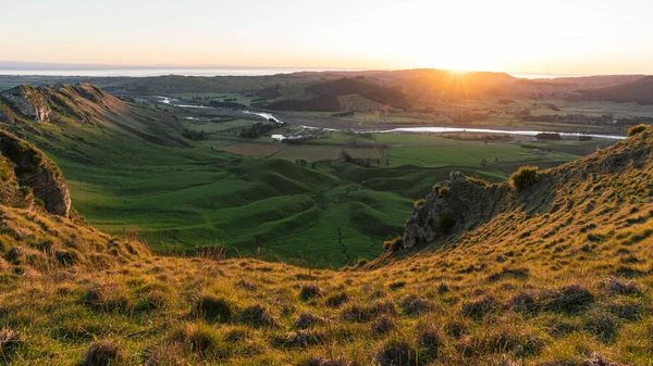 Beautiful Sunrise Mata Peak View Tukituki River Coast Hawke Bay — Stock Photo, Image