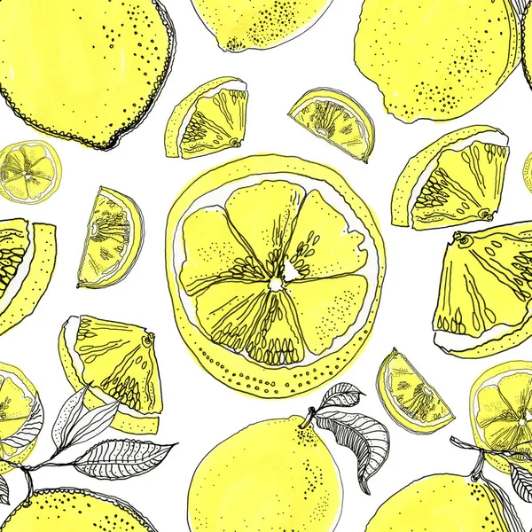 Sulu Sarı Limon Sorunsuz Arka Plan — Stok fotoğraf