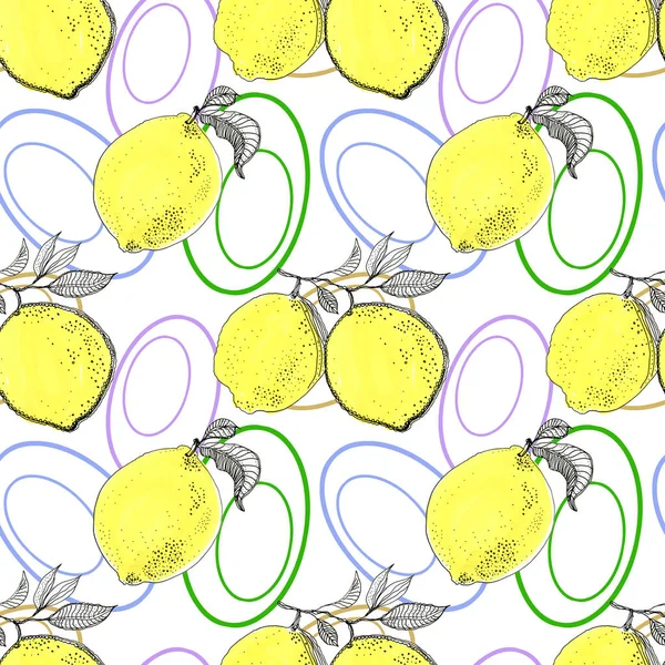 Juicy Yellow Lemons Seamless Background — Stock Photo, Image