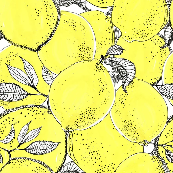 Сочные Желтые Лимоны Бесшовный Фон — стоковое фото
