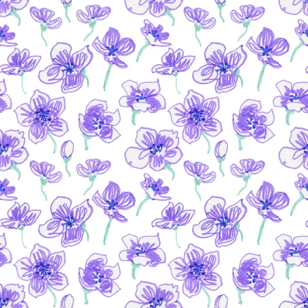 Messy Violet Flowers Pattern — Stock Photo, Image