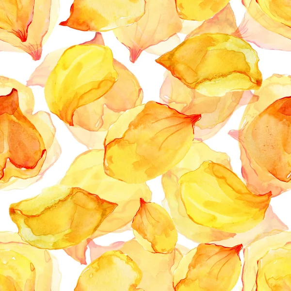 Seamless Background Watercolor Yellow Petals — Stock Photo, Image