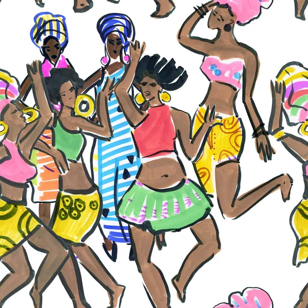 Beyaz Arka Planda Izole Dans Eden Siyah Kadınlar — Stok fotoğraf
