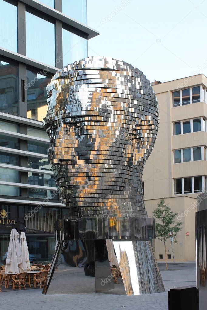 Sculpture head of Franz Kafka in Prague Czech Republic