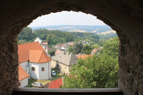 Blick Von Oben Auf Das Rote Dach Der Kirche Vitas — Stockfoto