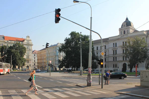 Prager Straße Tschechische Republik Klar Sommermorgen — Stockfoto