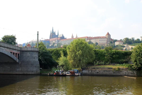 Panoramablick Auf Prag Und Moldau Tschechische Republik — Stockfoto