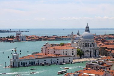 Top view of the Venetian lagoon with the Islands of Venice Italy